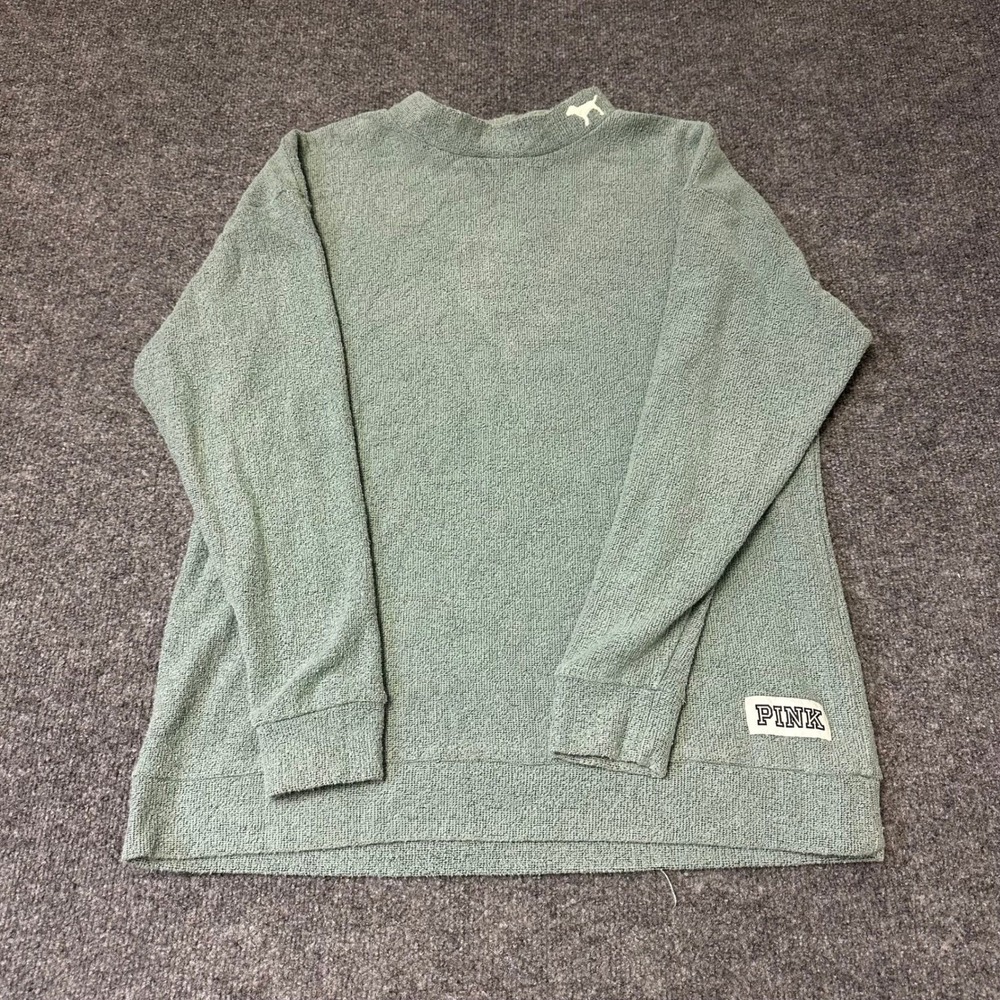 Pink Sweatshirt Womens Size S Sage Green Textured Knit Mock Neck Pullover Relax